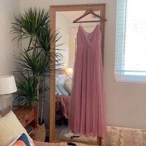 ASOS DESIGN cami pleated tulle maxi dress in rose